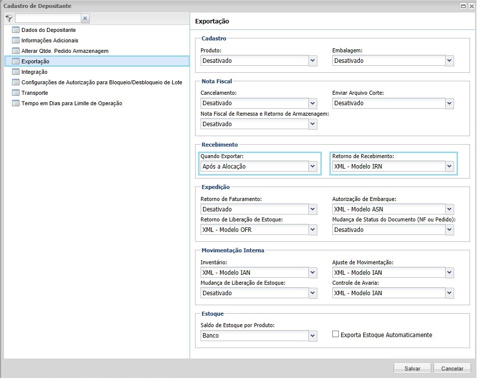 exportador depositante xop